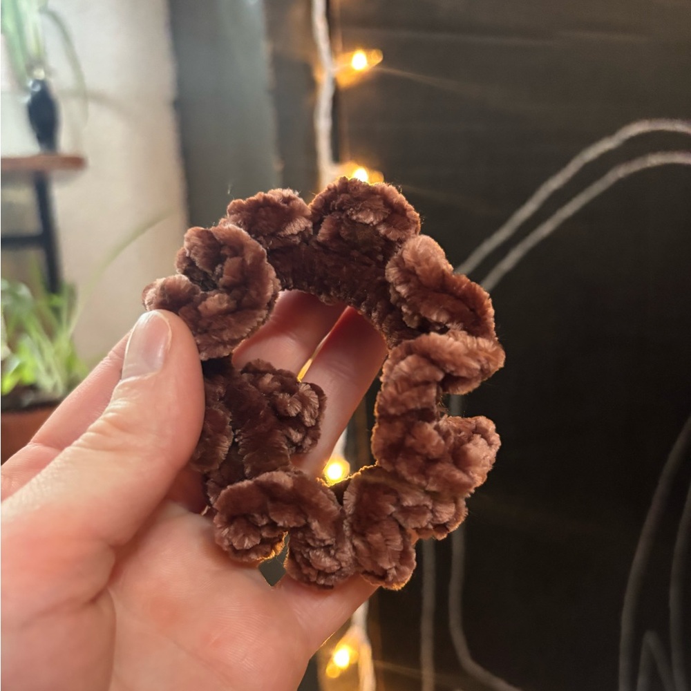 ✨2/$12✨Large Soft Velvet Handmade Neutral Brown Scrunchy!